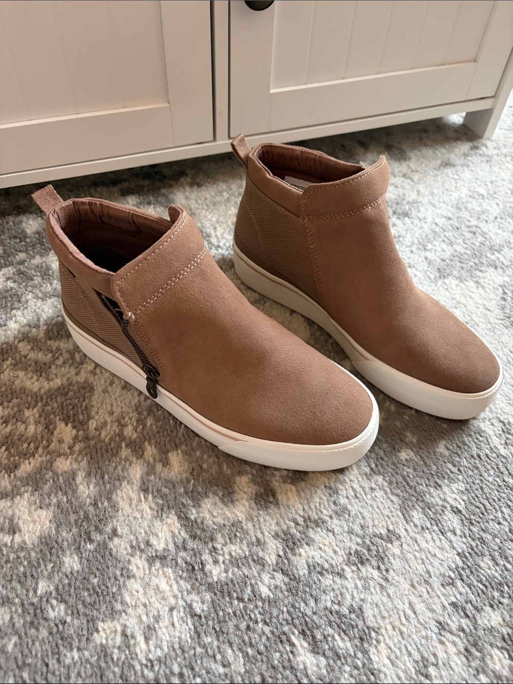 Keds Woman’s Tan/Brown High-Top Slip-On Sneakers